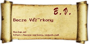 Becze Várkony névjegykártya